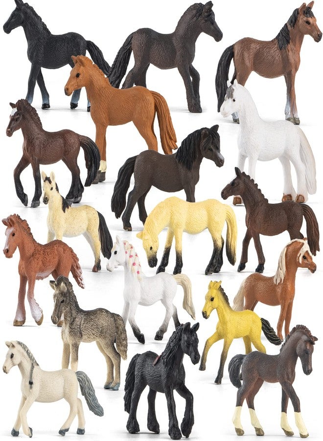 Divwa 18 Pcs Plastic Miniature Realistic Pony Horse Toy Figurine Farm Animal Toy Gift for Boy Girl, Premium Horse Party Favor Decoration Cake Topper Birthday Pinata - Image 1